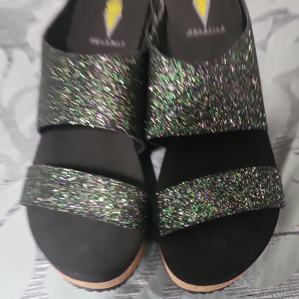 Volatile Black Glitter Sandals